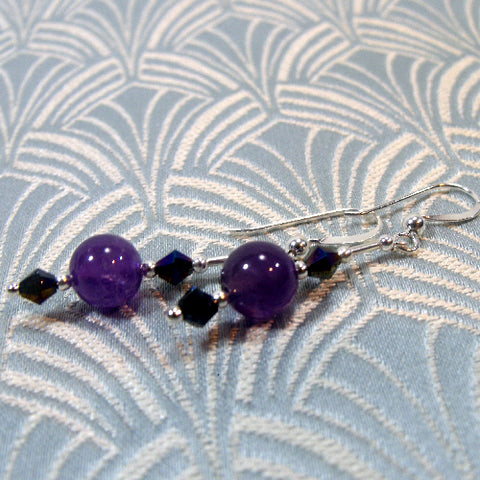 beaded semi-precious stone earrings, unique semi-precious earrings NM15