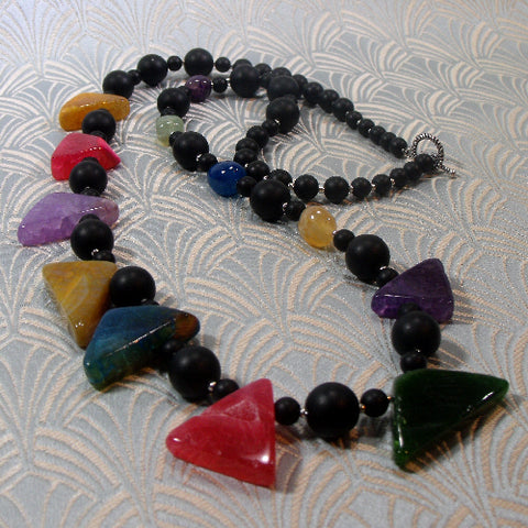 long handmade chunky necklace, long unique statement necklace NM34