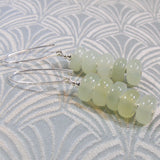 long jade earrings, long jade semi-precious earrings