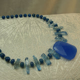 chunky blue statement necklace, semi-precious jewellery