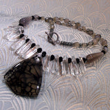 semi-precious black grey pendant necklace