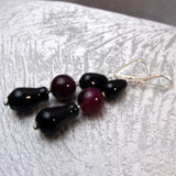 black purple semi-precious bead earrings