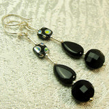 Black semi-precious bead earrings, handmade jewellery B32