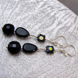 Black semi-precious bead earrings, handmade jewellery B32