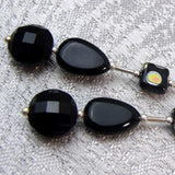 Black semi-precious bead earrings, handmade jewellery B32