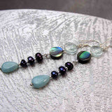 blue semi-precious bead earrings handmade uk