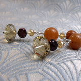 long drop statement earrings, unique handmade statement earrings uk, orange earrings, orange jewellery uk