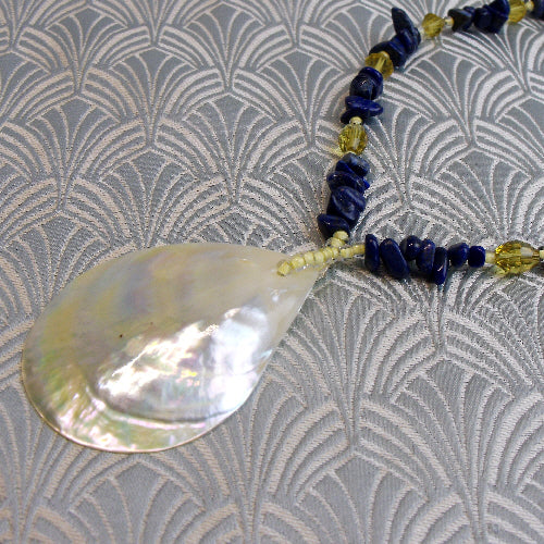 lapis lazuli necklace, handmade semi-precious stone necklace, unique semi-precious lapis lazuli necklace
