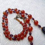 design for long necklace handcrafted carnelian amethyst