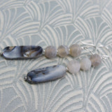 long semi-precious stone earrings, long drop earrings