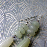long drop semi-precious stone earrings handmade jade