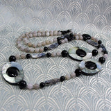 long chunky black semi-precious stone necklace design