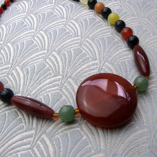 short carnelian necklace, handmade semi-precious stone necklace, short handmade necklace