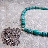 unique chunky statement necklace handmade turquoise