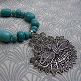 turquoise gemstone pendant necklace, semi-precious stone pendant necklace