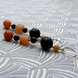 long orange black semi-precious statement earring design