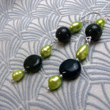 unique long drop earrings, green statement earrings handmade uk