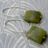 long green jade semi-precious earrings handmade uk