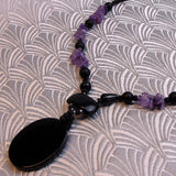 black onyx necklace, unique black semi precious necklace