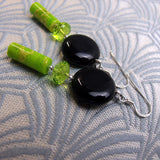 green black semi-precious earring design
