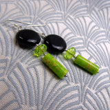 green black unique handmade earrings
