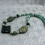 unique jade necklace handmade dark green jade beads