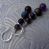 purple amethyst semi-precious stone earrings