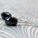 short semi-precious stone earrings, hematite semi-precious bead earrings