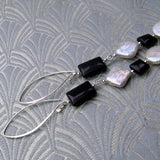long black white handmade statement earring design
