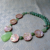 chunky green semi-precious statement necklace unique design