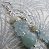 short drop semi-precious earrings, blue semi-precious beads