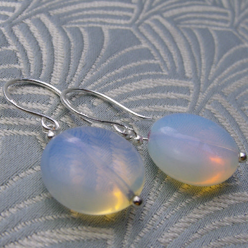 opal quartz earrings, short drop earrings, short semi-precious earrings, handcrafted earrings