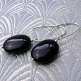 long drop black semi-precious earrings uk