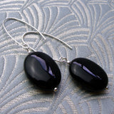 long drop black onyx semi-precious earrings