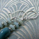 long drop blue semi-precious stone earrings