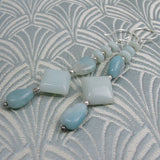 long blue semi-precious earrings handmade amazonite