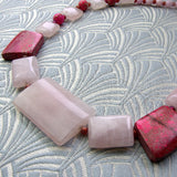 pink rose quartz handmade necklace uk