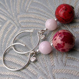 short drop pink jasper earrings uk