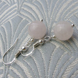 short drop pink semi-precious earrings handmade rose quartz
