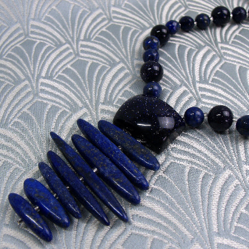 lapis lazuli necklace, blue handmade necklace, blue semi-precious necklace