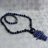 sodalite necklace, blue semi-precious pendant necklace