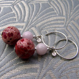 unique pink jasper earrings with sterling silver