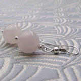 pink short drop earrings handmade rose quartz
