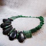 green jasper gemstone statement necklace, semi-precious jewellery uk