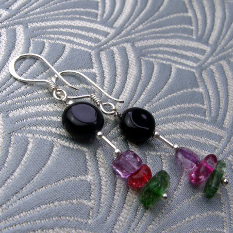 beaded semi-precious stone earrings, semi-precious earrings BB89