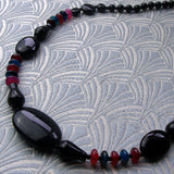 black necklace, unique semi-precious stone jewellery necklace, handmade necklace uk unique handmade jewellery necklace