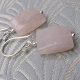 handmade short rose quartz earrings uk