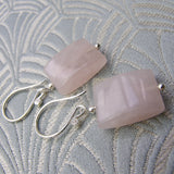 rose quartz earrings short length