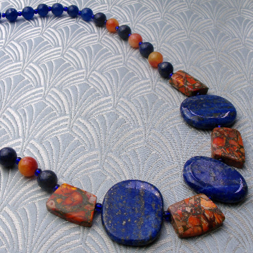 chunky statement necklace, semi-precious stone jewellery, unique handmade necklace uk