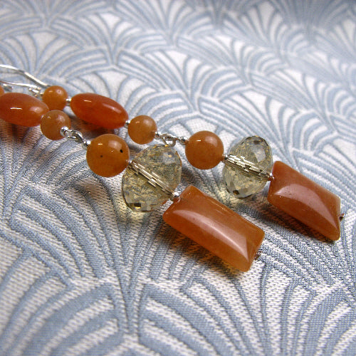 long drop semi-precious stone earrings made by hand